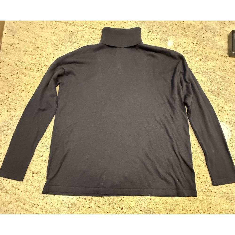 J. Jill Petite Black Silk Cotton Turtle Neck Ribbed Long Sleeve Sweater Small